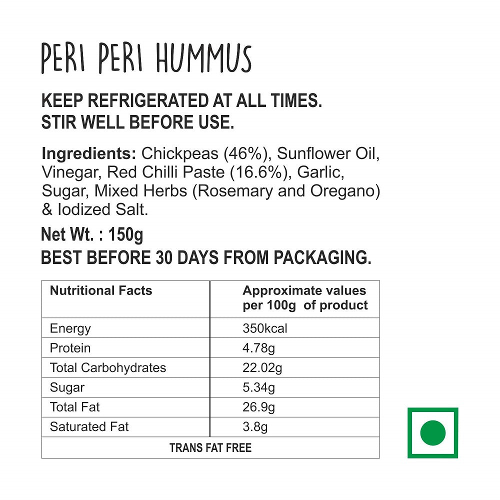Ingredient Wingreen Peri Peri hummus - debon