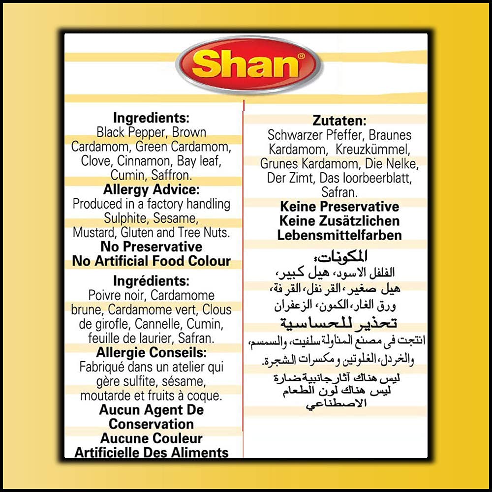Indredient shan-zafrani-garam-masala-powder